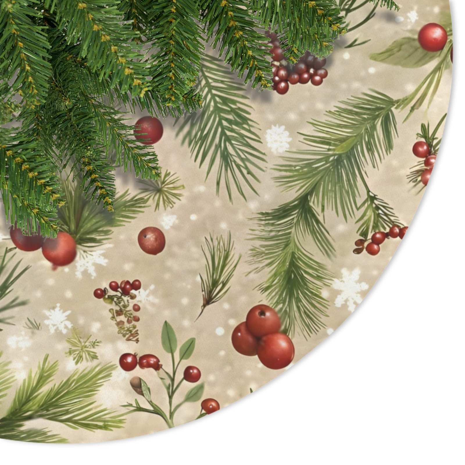 Holiday Christmas Tree Skirt | Cranberries | Traditional Rustic Round 48×48 Inch Home Decor Christmas Tree Skirts christmas tree decor 4 Holiday Christmas Tree Skirt | Cranberries | Traditional Rustic Round 48×48 Inch Home Decor Christmas Tree Skirts christmas tree decor 4