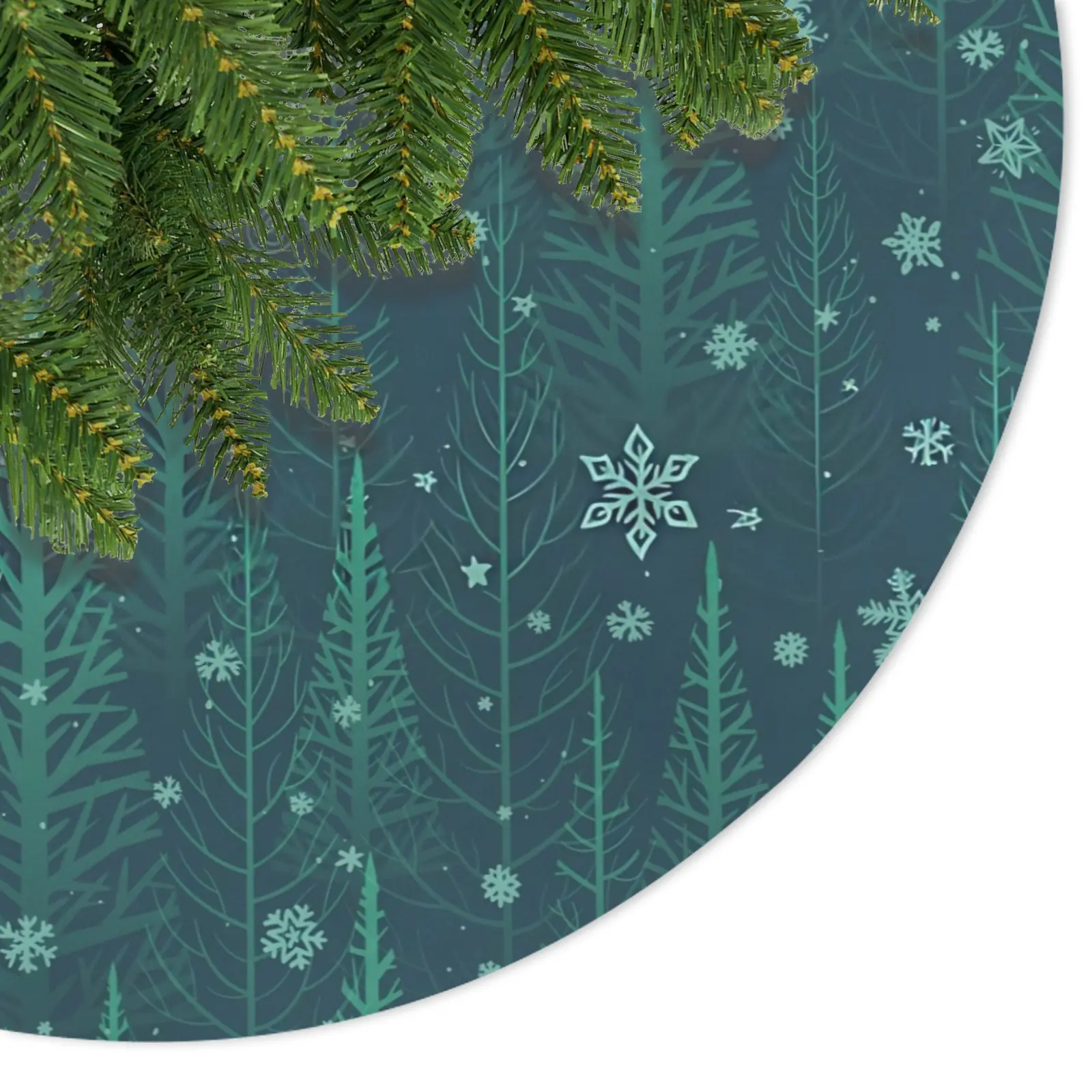 Holiday Christmas Tree Skirt | Green Firs | Traditional Rustic Round 48×48 Inch Home Decor Christmas Tree Skirts christmas tree decor 3