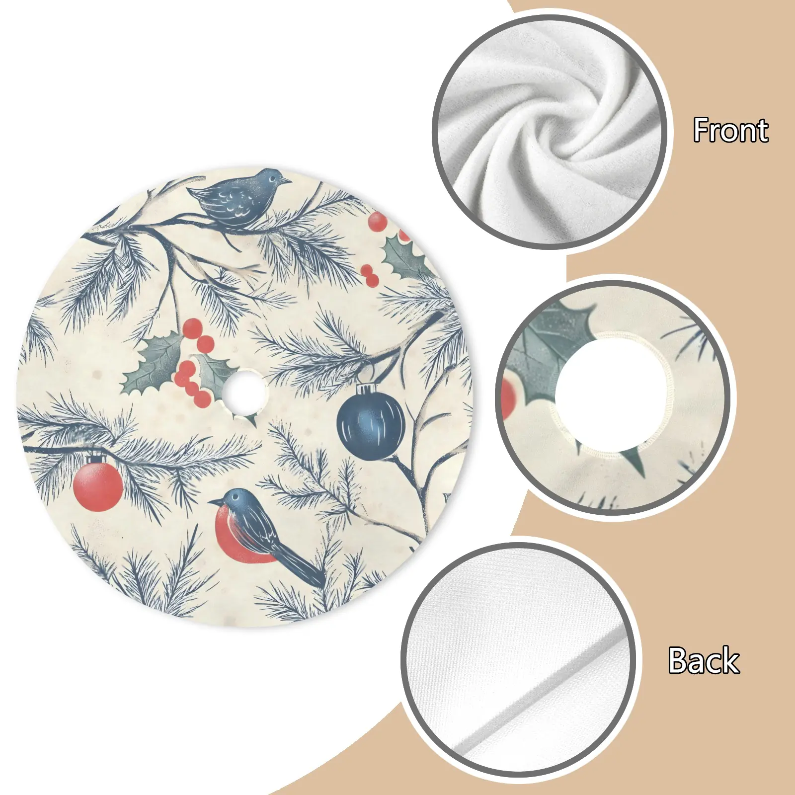 Holiday Christmas Tree Skirt | Robin | Traditional Rustic Round 48×48 Inch Home Decor Christmas Tree Skirts christmas tree decor
