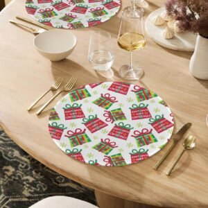 Christmas Placemats | Do Not Open | Holiday Dinner Table Decor | 4 Pack Christmas Placemats christmas dining decor