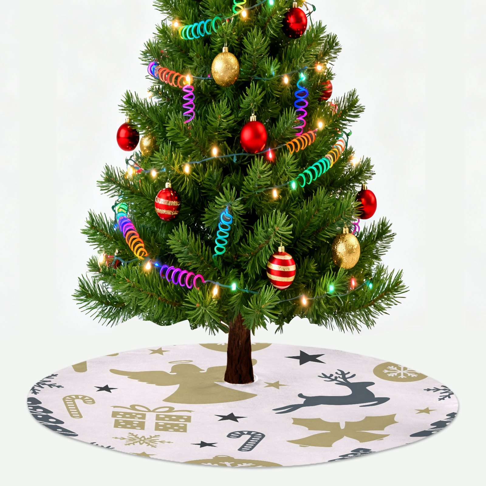 Holiday Christmas Tree Skirt | Gold Angel | Traditional Rustic Round 48×48 Inch Home Decor Christmas Tree Skirts christmas tree decor 3 Holiday Christmas Tree Skirt | Gold Angel | Traditional Rustic Round 48×48 Inch Home Decor Christmas Tree Skirts christmas tree decor 3