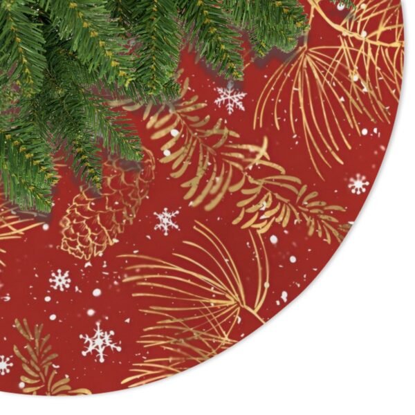 Holiday Christmas Tree Skirt | Gold Pinecone | Traditional Rustic Round 48×48 Inch Home Decor Christmas Tree Skirts christmas tree decor 7