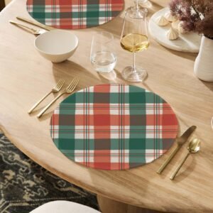Christmas Placemats | GR Plaid | Holiday Dinner Table Decor | 4 Pack Christmas Placemats christmas dining decor