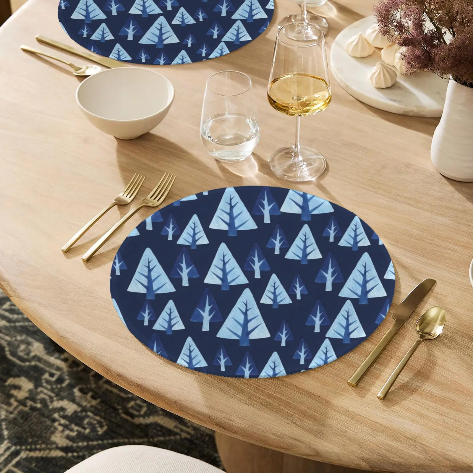 Christmas Placemats | Ice Forest | Holiday Dinner Table Decor | 4 Pack Christmas Placemats christmas dining decor