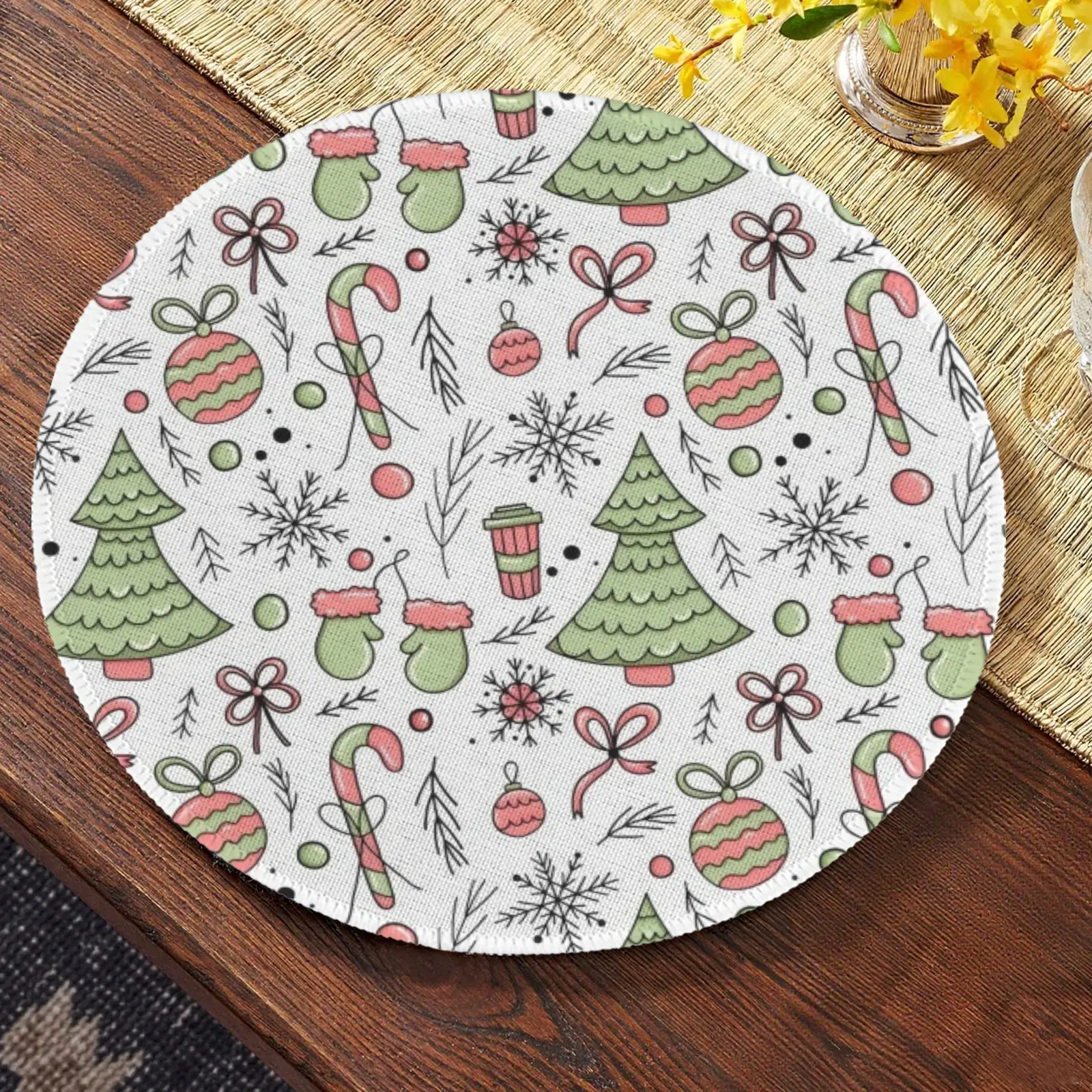 Christmas Placemats | Snowy Latte | Holiday Dinner Table Decor | 4 Pack Christmas Placemats christmas dining decor 3