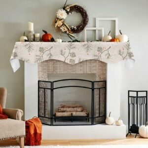 Christmas Holiday Fireplace Mantel Scarf | Branches | Mantle Runner Christmas Fireplace Mantel Scarf Christmas Fireplace Decoration