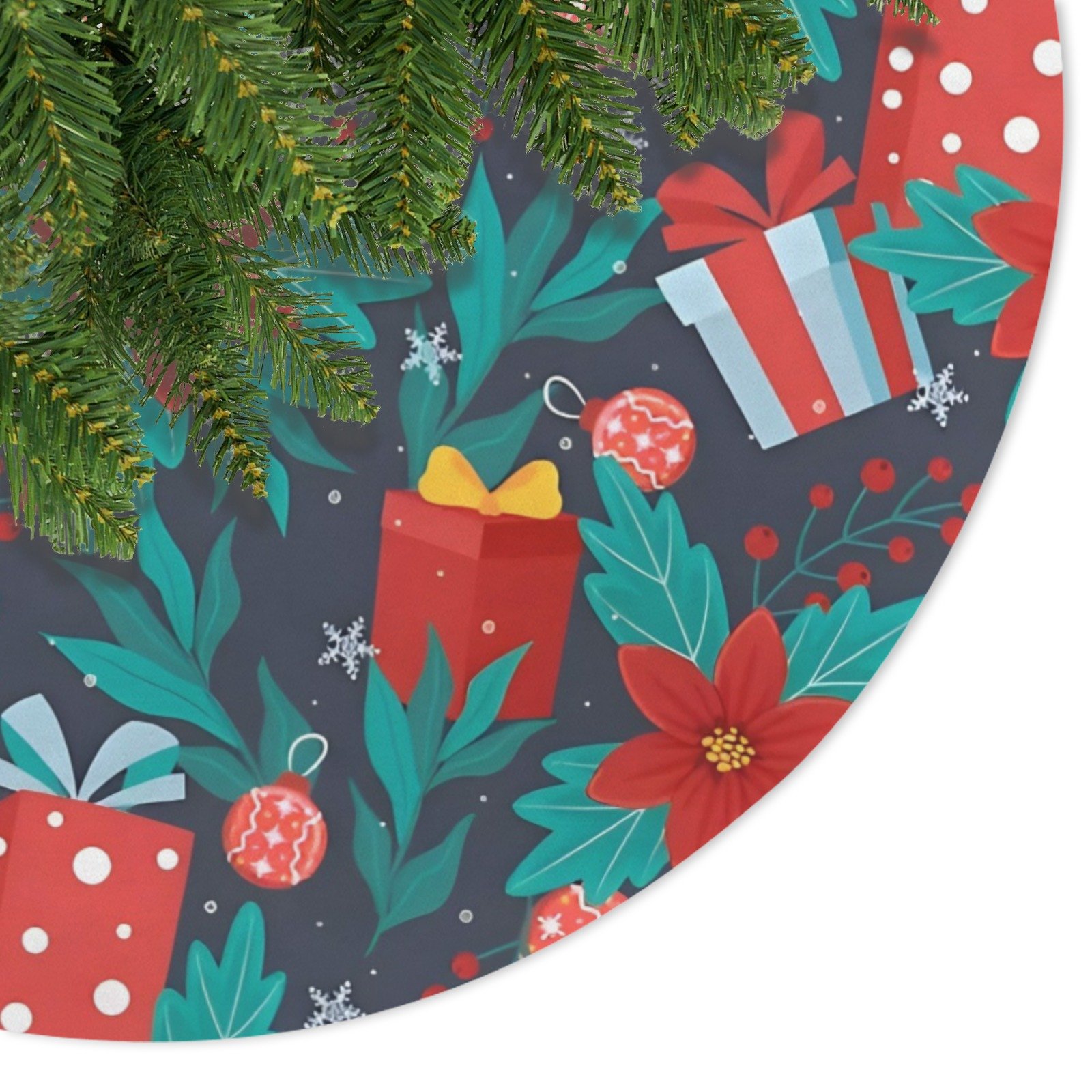 Holiday Christmas Tree Skirt | Poinsettia | Traditional Rustic Round 48×48 Inch Home Decor Christmas Tree Skirts christmas tree decor 7 Holiday Christmas Tree Skirt | Poinsettia | Traditional Rustic Round 48×48 Inch Home Decor Christmas Tree Skirts christmas tree decor 7