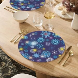 Christmas Placemats | Disco Snow | Holiday Dinner Table Decor | 4 Pack Christmas Placemats christmas dining decor