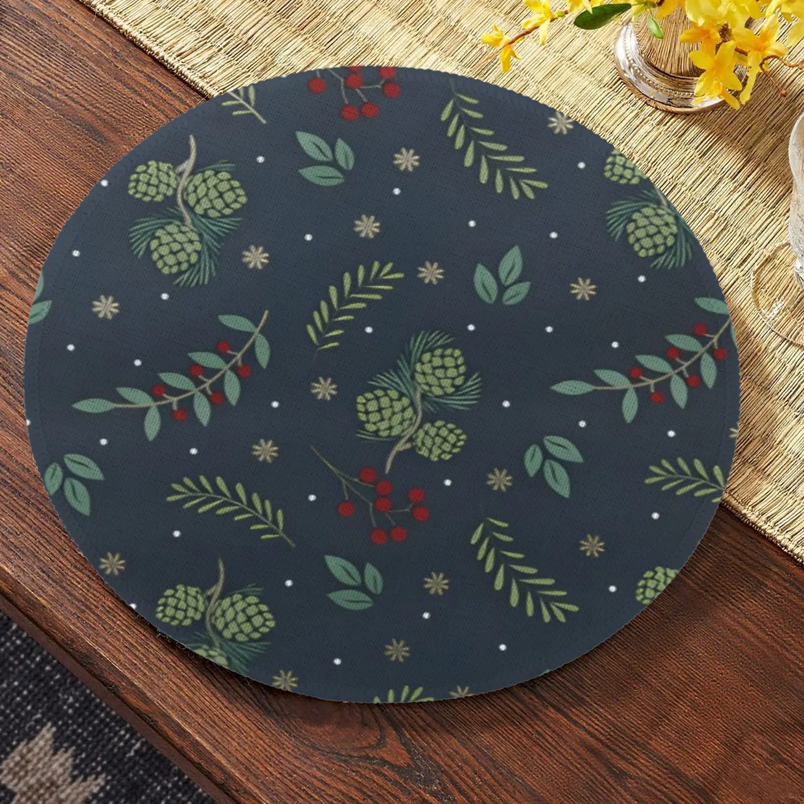 Christmas Placemats | Green Cones | Holiday Dinner Table Decor | 4 Pack Christmas Placemats christmas dining decor 3 Christmas Placemats | Green Cones | Holiday Dinner Table Decor | 4 Pack Christmas Placemats christmas dining decor 3