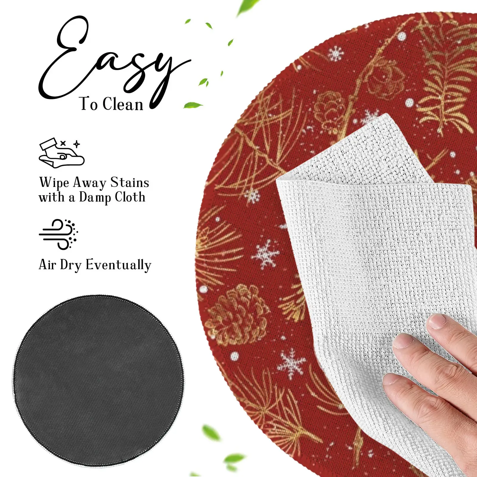 Christmas Placemats | Gold Pines | Holiday Dinner Table Decor | 4 Pack Christmas Placemats christmas dining decor 2
