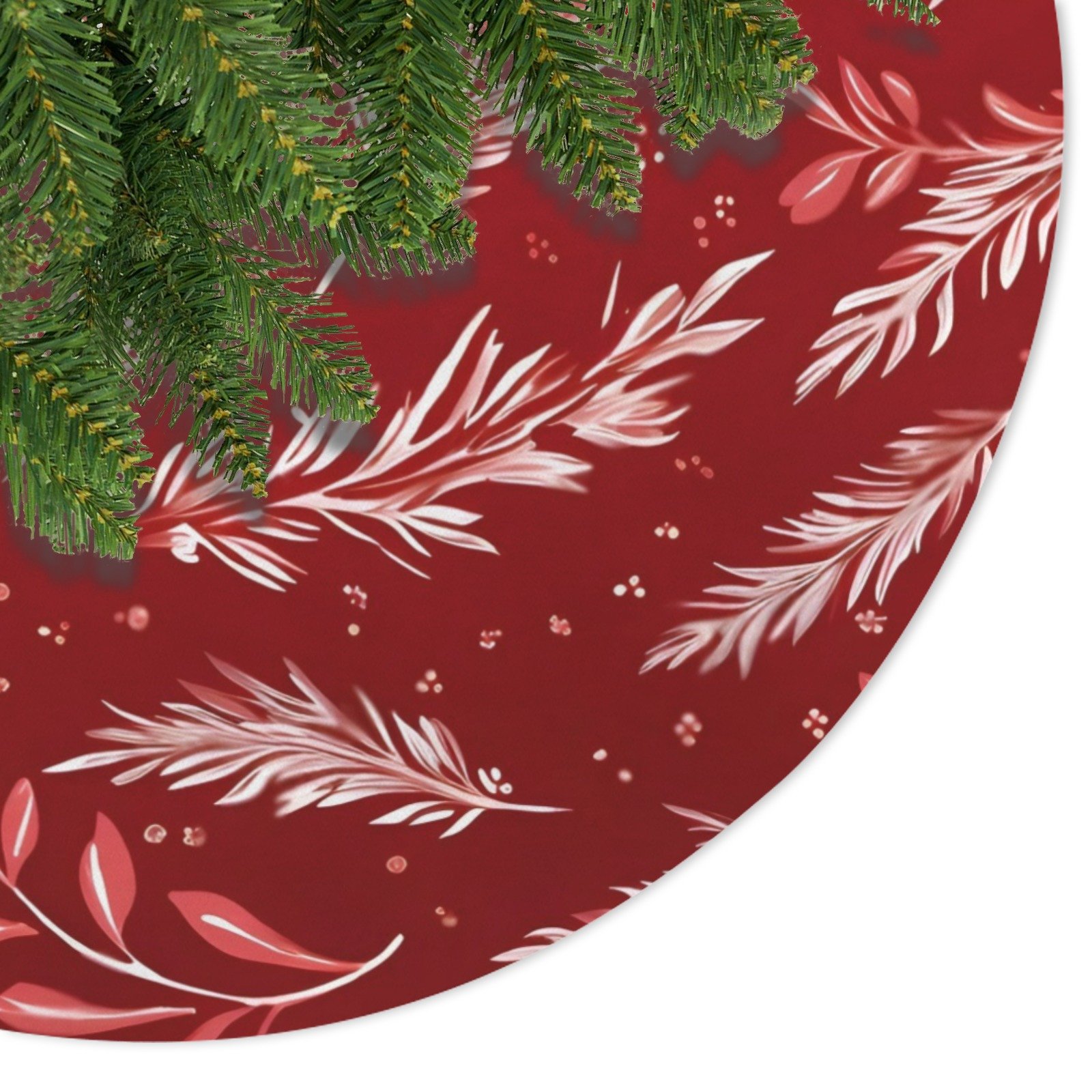 Holiday Christmas Tree Skirt | Red Feathers | Traditional Rustic Round 48×48 Inch Home Decor Christmas Tree Skirts christmas tree decor 5 Holiday Christmas Tree Skirt | Red Feathers | Traditional Rustic Round 48×48 Inch Home Decor Christmas Tree Skirts christmas tree decor 5