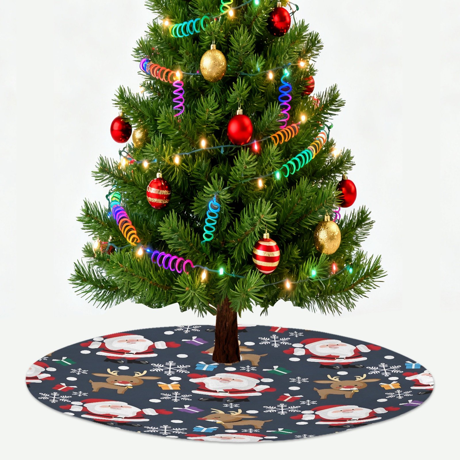 Holiday Christmas Tree Skirt | Santa Deer | Traditional Rustic Round 48×48 Inch Home Decor Christmas Tree Skirts christmas tree decor 2 Holiday Christmas Tree Skirt | Santa Deer | Traditional Rustic Round 48×48 Inch Home Decor Christmas Tree Skirts christmas tree decor 2