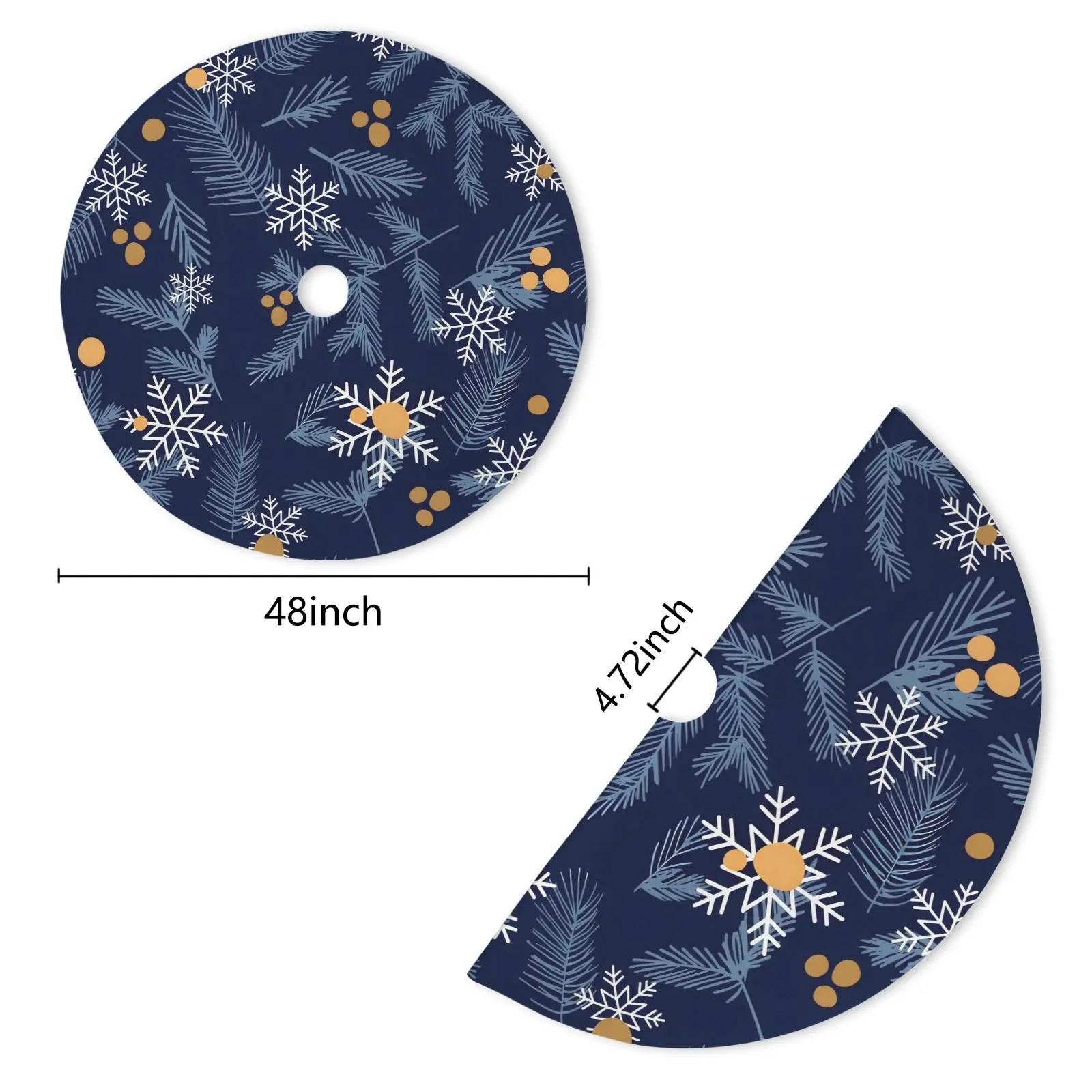 Holiday Christmas Tree Skirt | Gold Berries | Traditional Rustic Round 48×48 Inch Home Decor Christmas Tree Skirts christmas tree decor 4