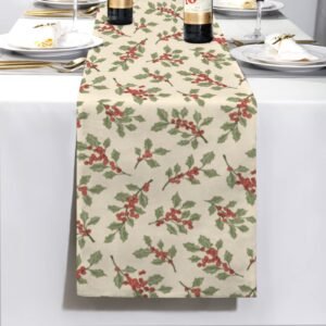 Christmas Table Runner | Painted | Holiday Dinner Table Decor Christmas Table Runners Christmas dinner table runner