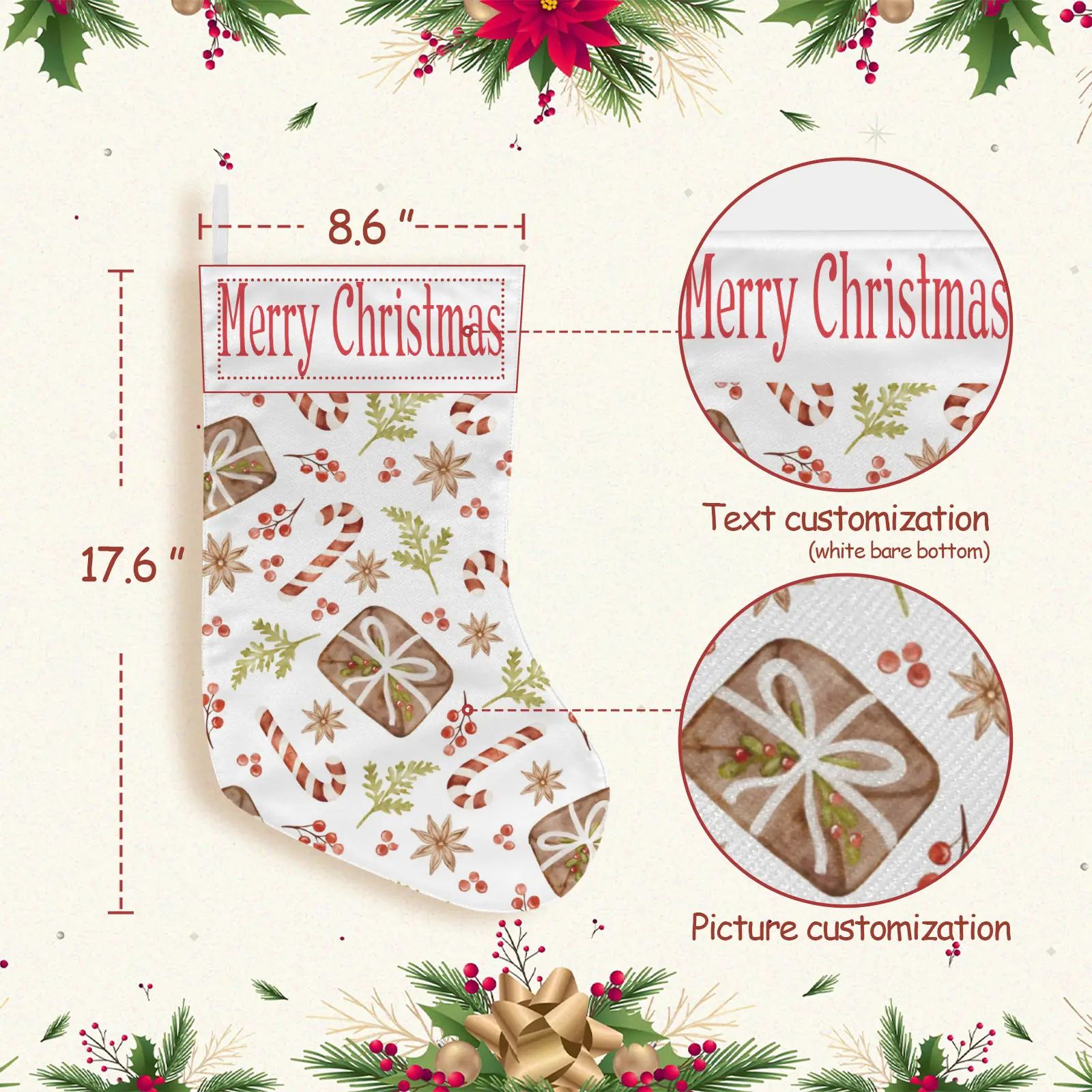 Christmas Stockings | Holiday Stocking Sock | Cane Berries Christmas Stockings christmas sock 3