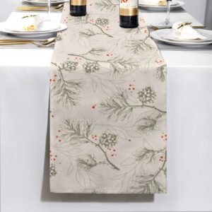 Christmas Table Runner | Pinecone Berries | Holiday Dinner Table Decor Christmas Table Runners Christmas dinner table runner