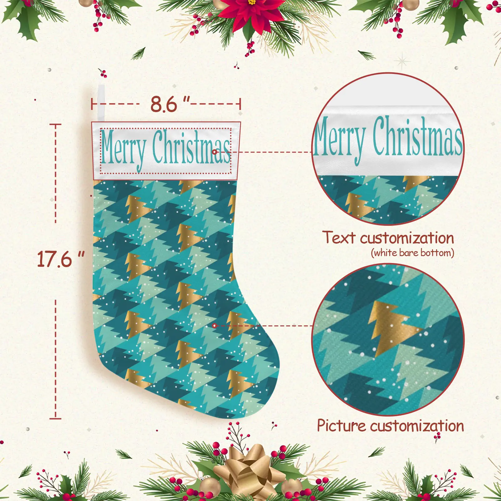 Christmas Stockings | Holiday Stocking Sock | Teal Trees Christmas Stockings christmas sock 3