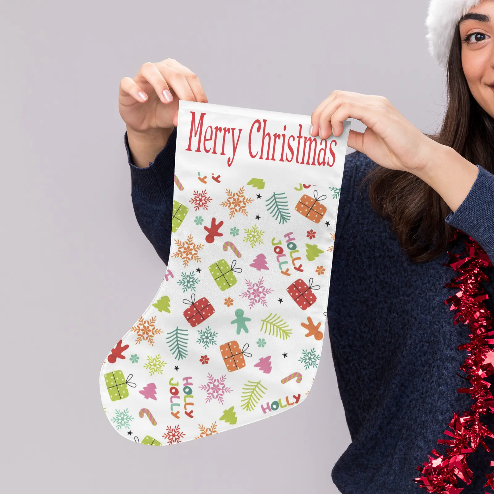 Christmas Stockings | Holiday Stocking Sock | Holly Jolly Christmas Stockings christmas sock