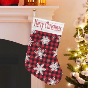 Christmas Stockings | Holiday Stocking Sock | Plaid Snow Christmas Stockings christmas sock