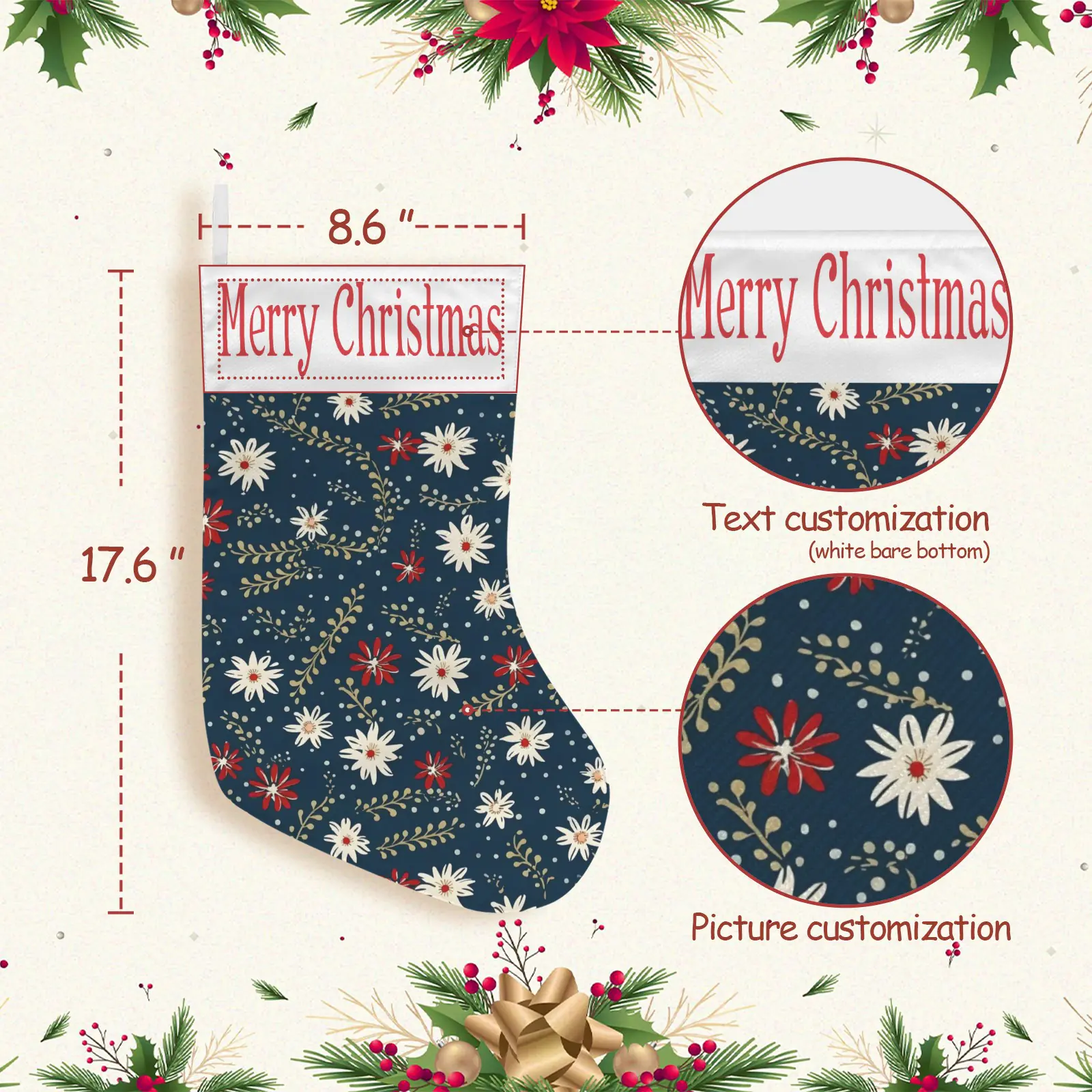Christmas Stockings | Holiday Stocking Sock | Daisy Christmas Stockings christmas sock 3