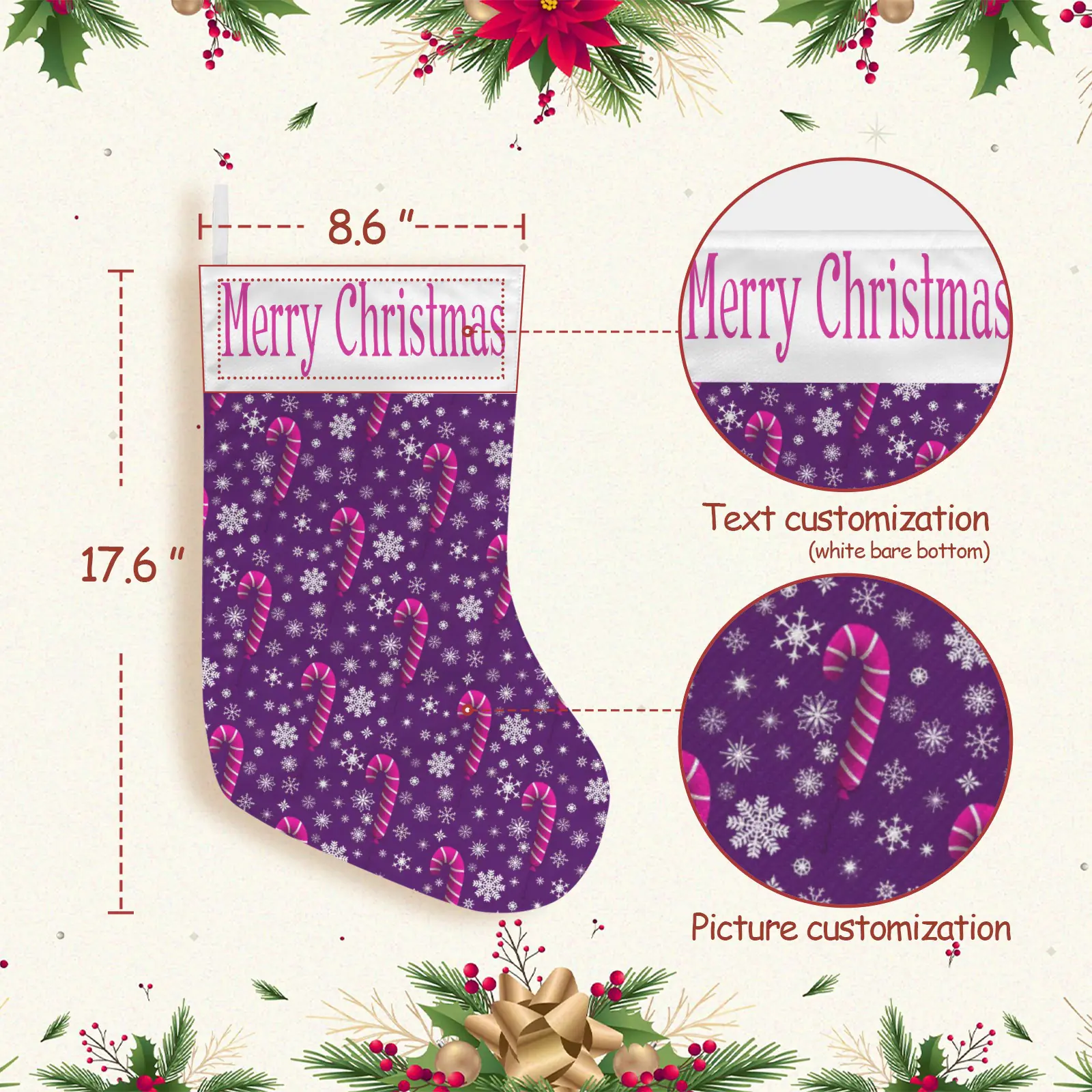 Christmas Stockings | Holiday Stocking Sock | Purple Canes Christmas Stockings christmas sock 3