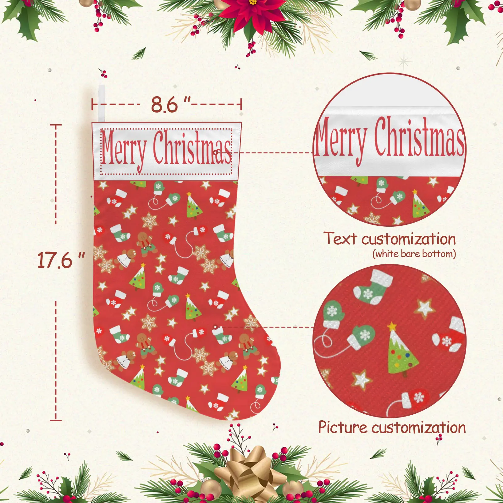 Christmas Stockings | Holiday Stocking Sock | Mittens Christmas Stockings christmas sock 3