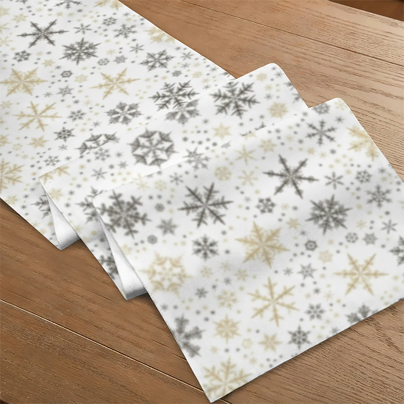 Christmas Table Runner | Brown Gold Flakes | Holiday Dinner Table Decor Christmas Table Runners Christmas dinner table runner 4