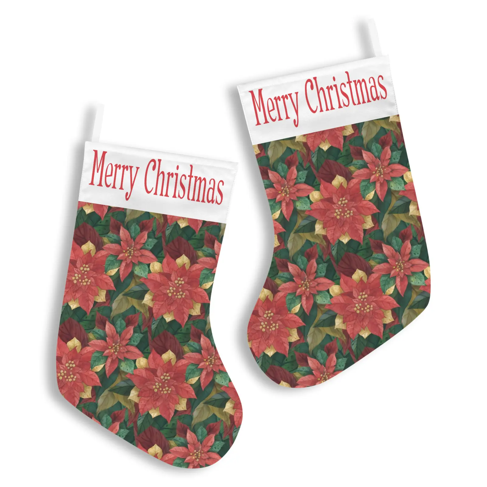 Christmas Stockings | Holiday Stocking Sock | Poinsettias Christmas Stockings christmas sock 2