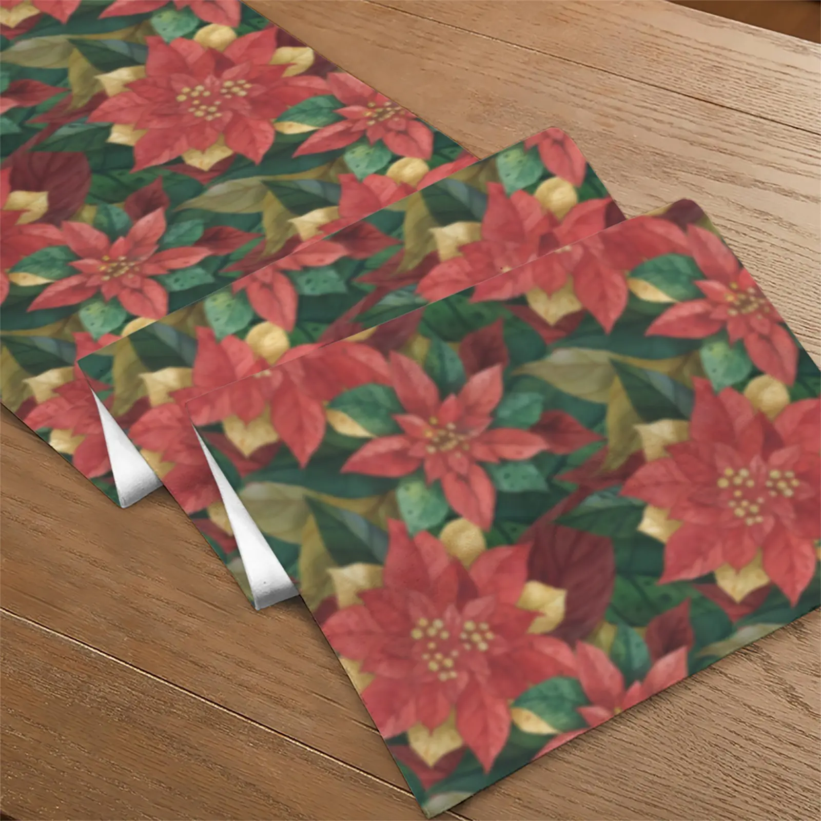 Christmas Table Runner | Poinsettias | Holiday Dinner Table Decor Christmas Table Runners Christmas dinner table runner 4