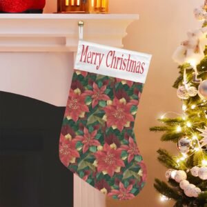 Christmas Stockings | Holiday Stocking Sock | Poinsettias Christmas Stockings christmas sock