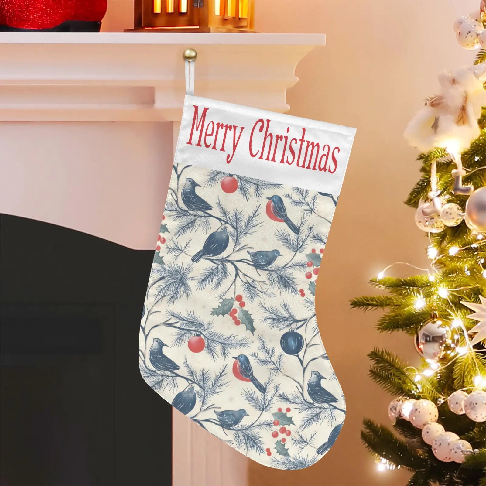 Christmas Stockings | Holiday Stocking Sock | Blue Birds Christmas Stockings christmas sock
