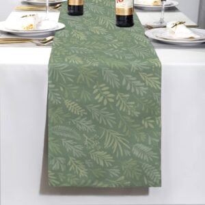 Christmas Table Runner | Green Fern | Holiday Dinner Table Decor Christmas Table Runners Christmas dinner table runner