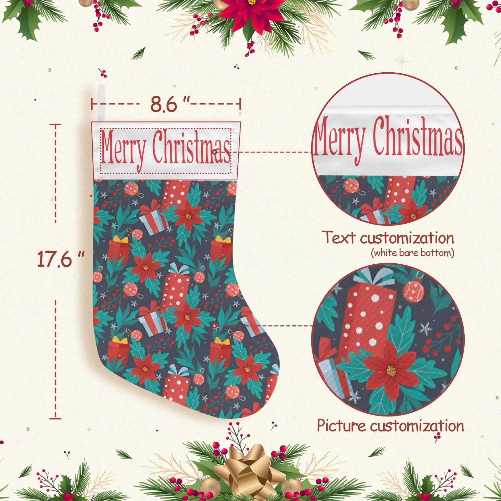 Christmas Stockings | Holiday Stocking Sock | Floral Gifts Christmas Stockings christmas sock 3