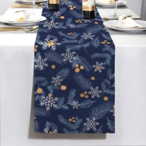 Christmas Table Runner | Gold Berries | Holiday Dinner Table Decor Christmas Table Runners Christmas dinner table runner