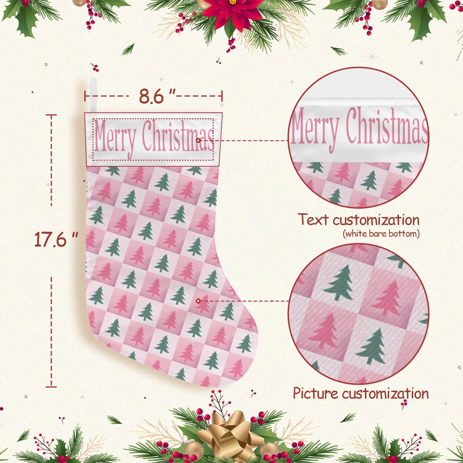 Christmas Stockings | Holiday Stocking Sock | Pink Trees Christmas Stockings christmas sock 7 Christmas Stockings | Holiday Stocking Sock | Pink Trees Christmas Stockings christmas sock 7