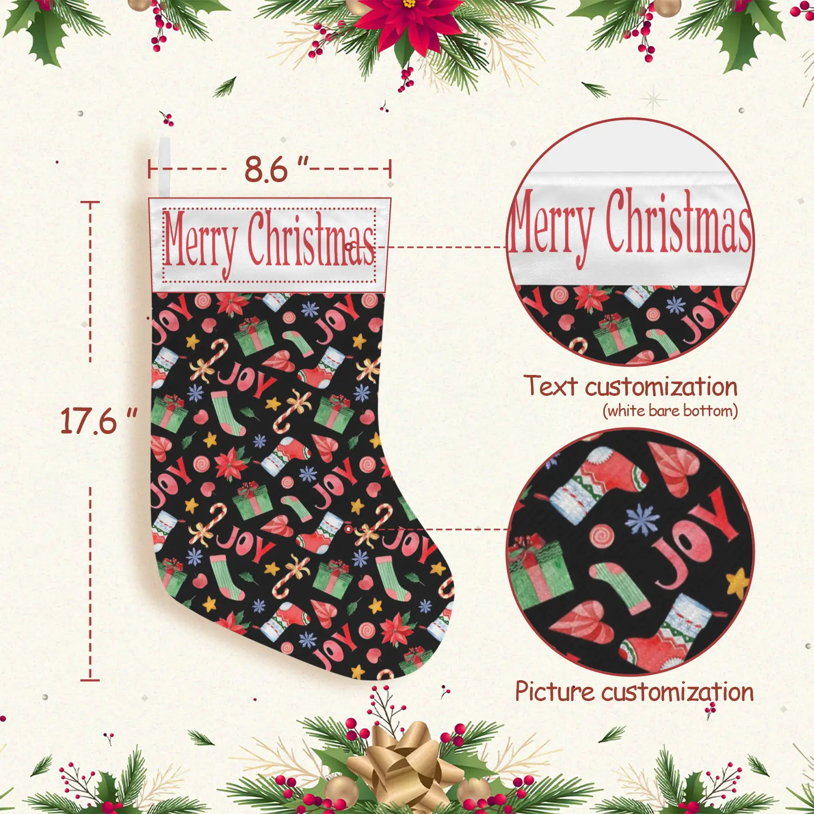 Christmas Stockings | Holiday Stocking Sock | Joy Christmas Stockings christmas sock 3