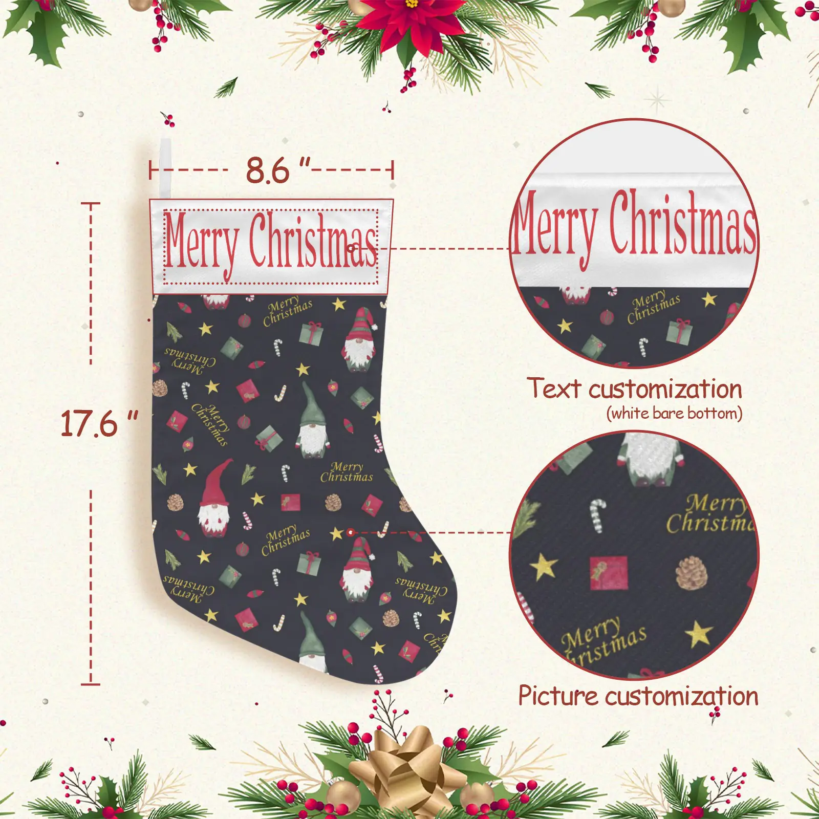 Christmas Stockings | Holiday Stocking Sock | Gnomes Christmas Stockings christmas sock 3