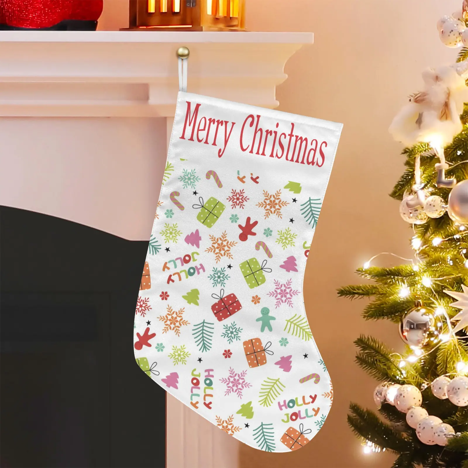Christmas Stockings | Holiday Stocking Sock | Holly Jolly Christmas Stockings christmas sock 4