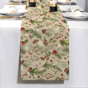 Christmas Table Runner | Cranberry | Holiday Dinner Table Decor Christmas Table Runners Christmas dinner table runner