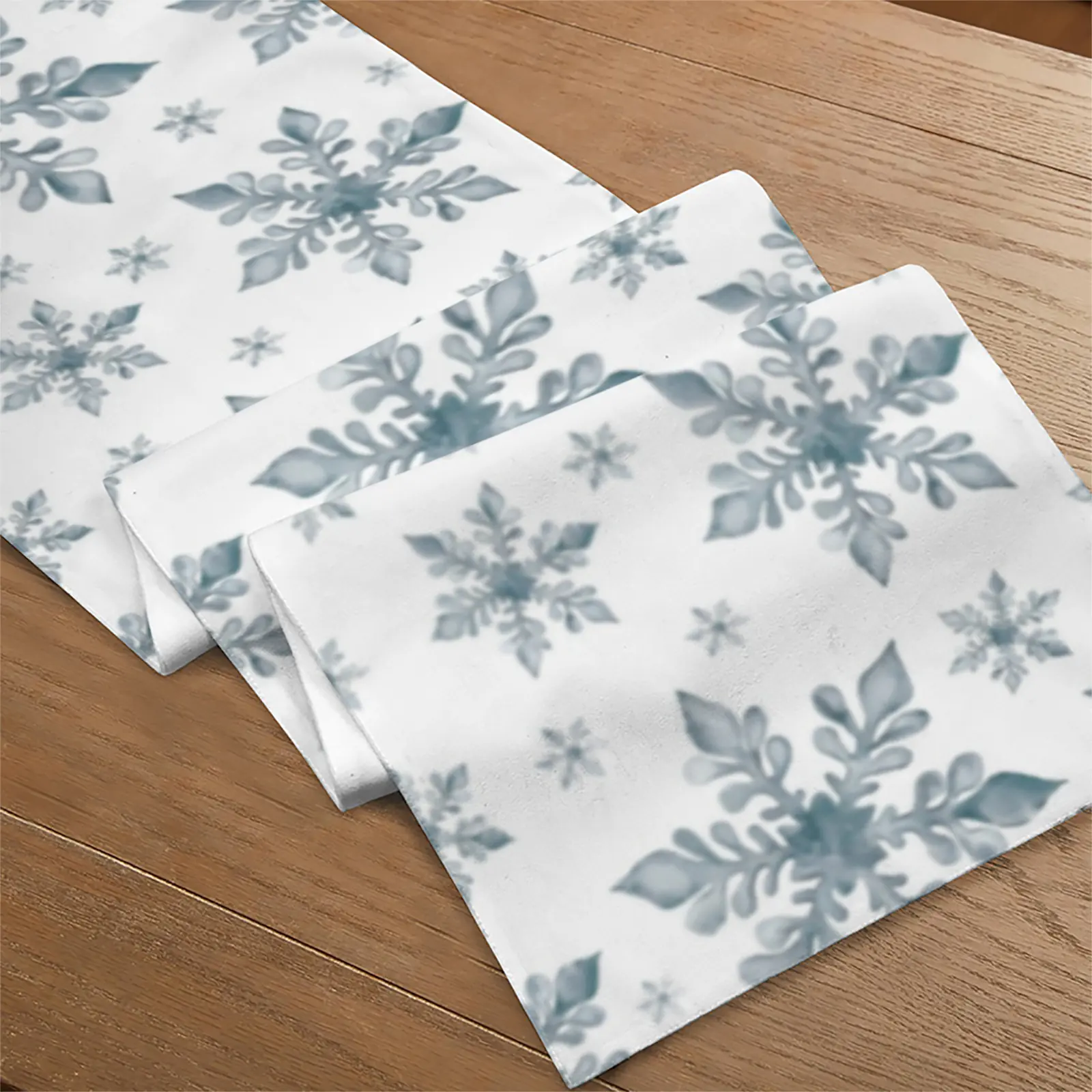 Christmas Table Runner | Stencil Snow | Holiday Dinner Table Decor Christmas Table Runners Christmas dinner table runner 4