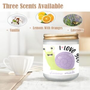 Scented Glass Jar Candle – Valentine’s Slow Design, Vanilla, Lavender, or Orange Lemon Fragrance Scented Candles aromatherapy candles