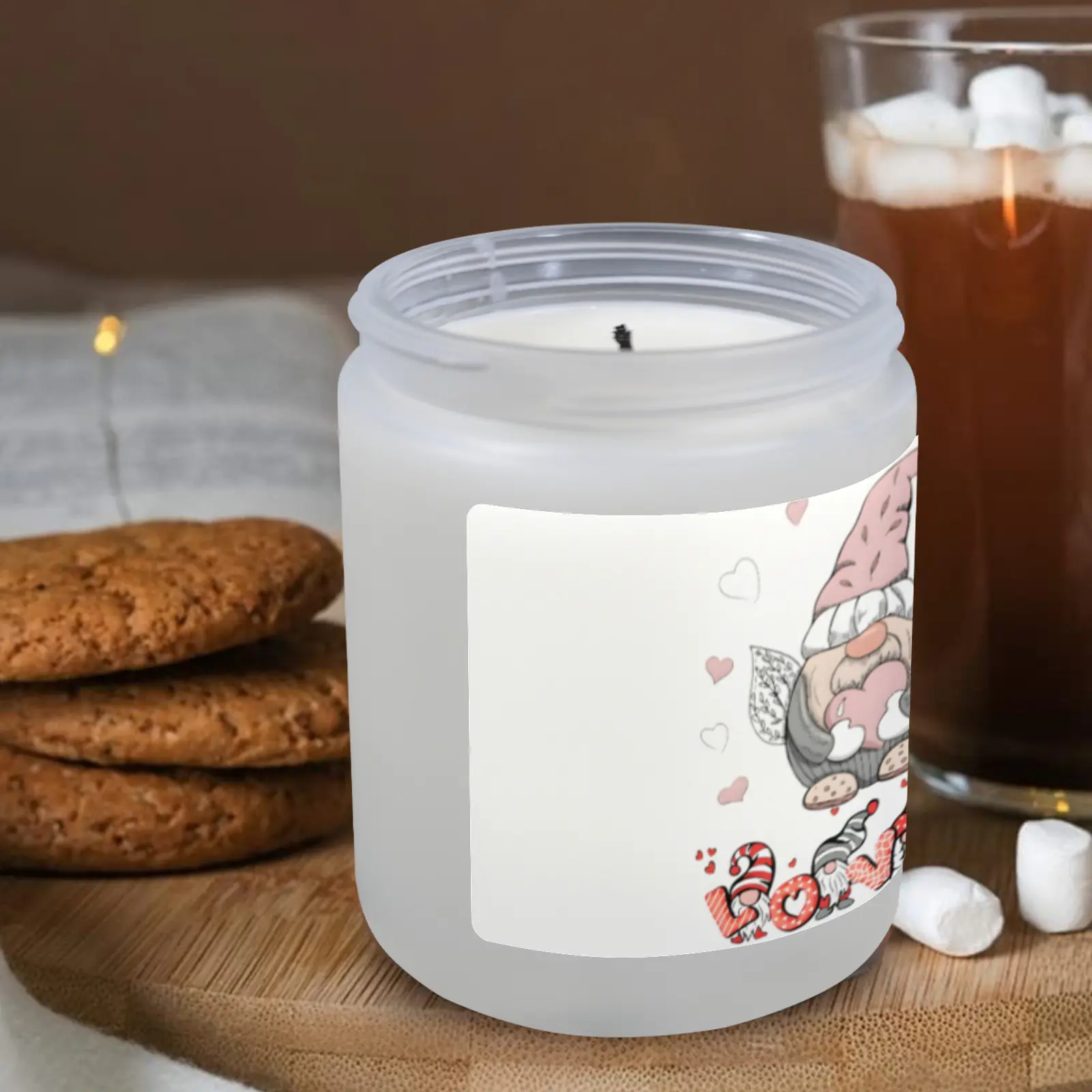 Scented Glass Jar Candle – Valentine’s Gnome Love Design, Vanilla, Lavender, or Orange Lemon Fragrance Scented Candles aromatherapy candles 6