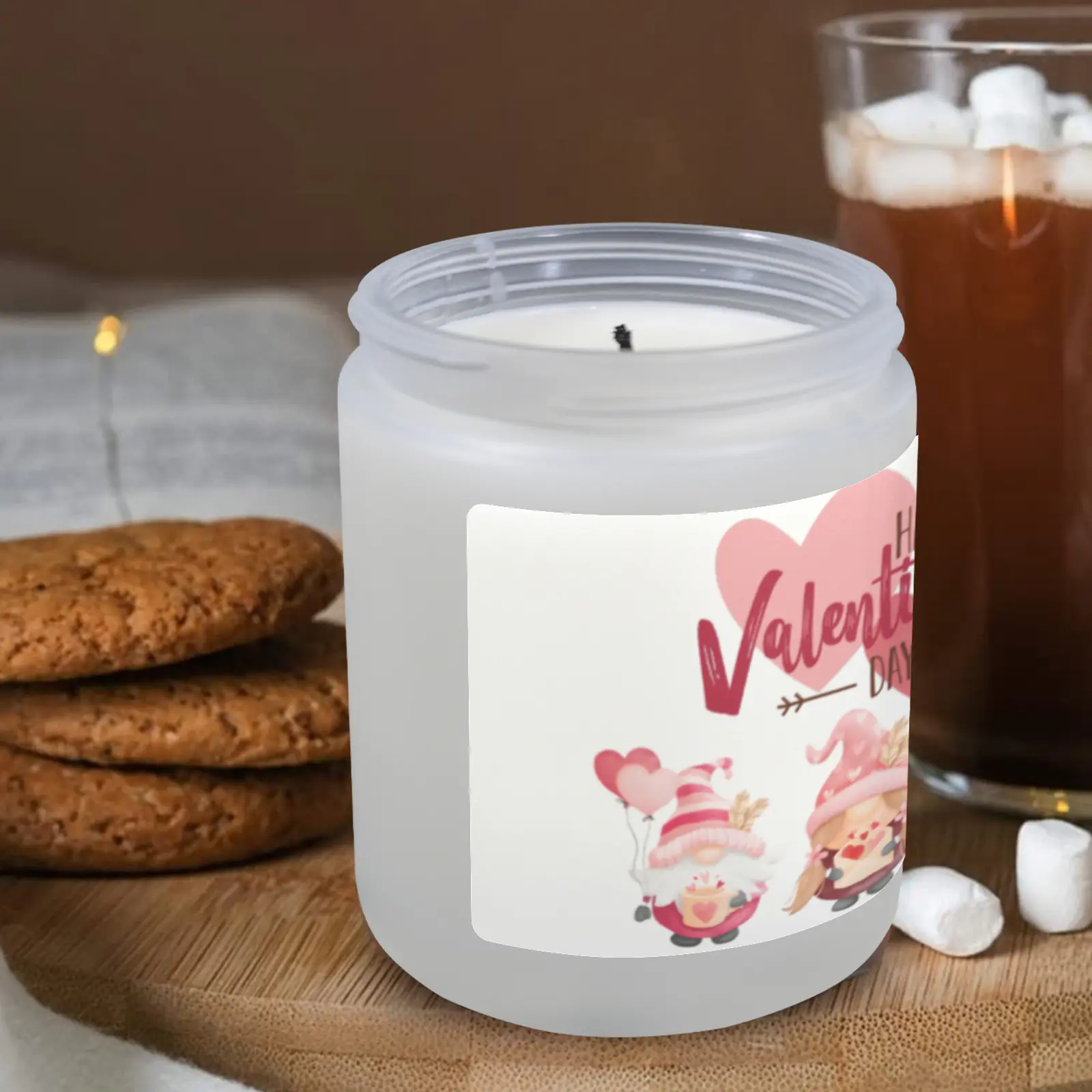 Scented Glass Jar Candle – Valentine’s Family Design, Vanilla, Lavender, or Orange Lemon Fragrance Scented Candles aromatherapy candles 5