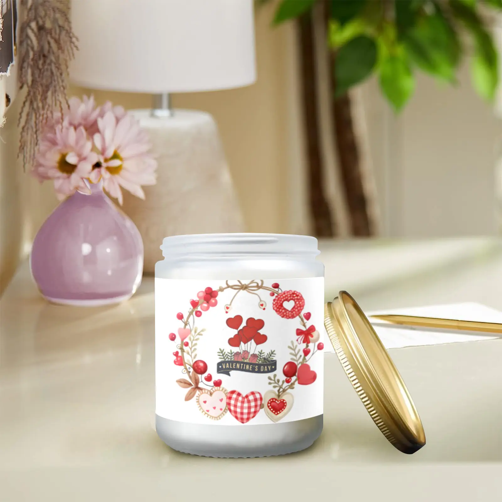 Scented Glass Jar Candle – Valentine’s Balloons Design, Vanilla, Lavender, or Orange Lemon Fragrance Scented Candles aromatherapy candles Scented Glass Jar Candle – Valentine’s Balloons Design, Vanilla, Lavender, or Orange Lemon Fragrance Scented Candles aromatherapy candles