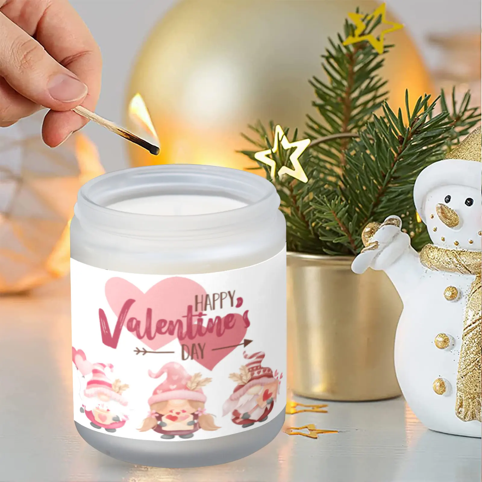 Scented Glass Jar Candle – Valentine’s Family Design, Vanilla, Lavender, or Orange Lemon Fragrance Scented Candles aromatherapy candles 4