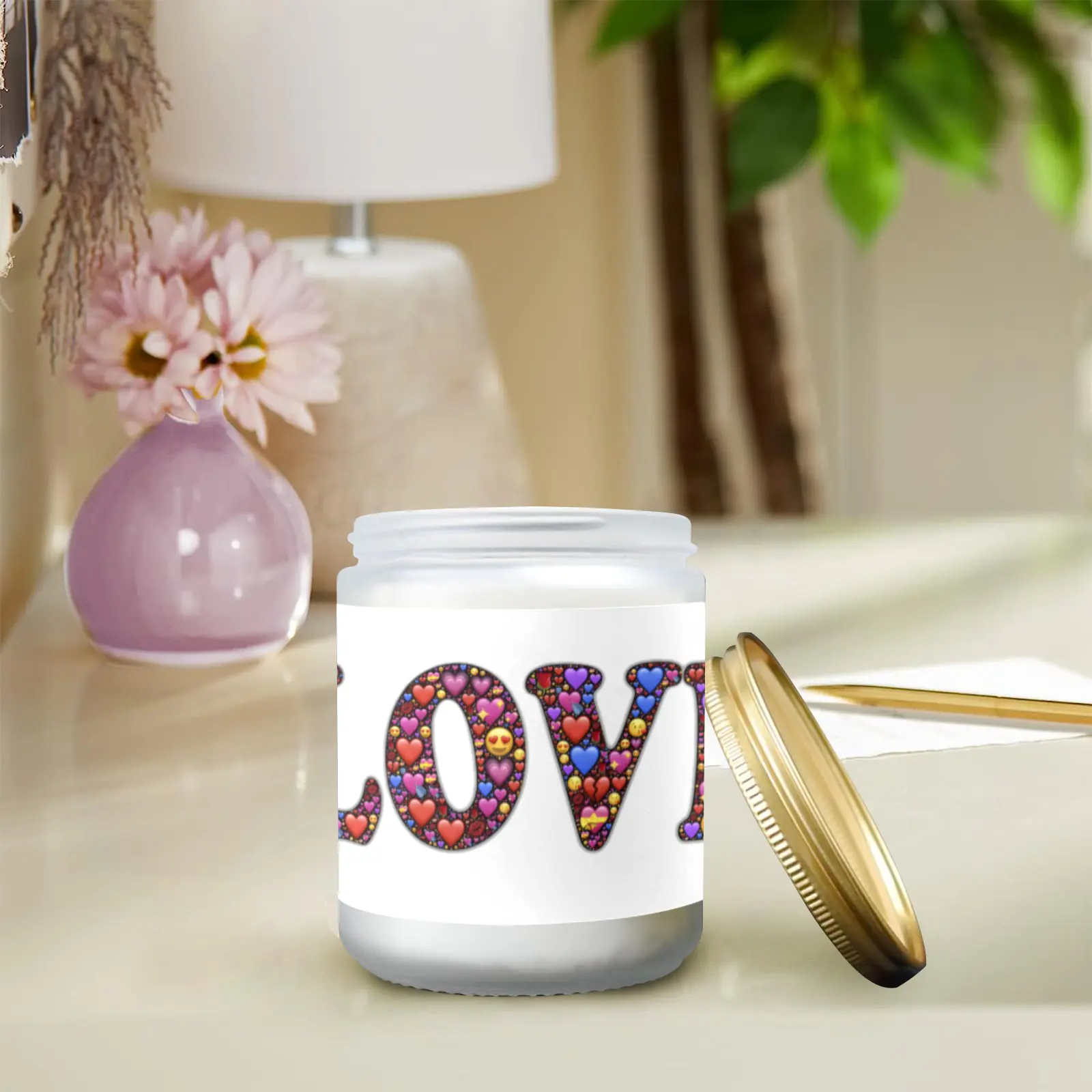 Scented Glass Jar Candle – Valentine’s Emojis Design, Vanilla, Lavender, or Orange Lemon Fragrance Scented Candles aromatherapy candles Scented Glass Jar Candle – Valentine’s Emojis Design, Vanilla, Lavender, or Orange Lemon Fragrance Scented Candles aromatherapy candles