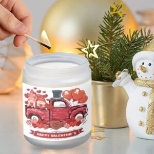 Scented Glass Jar Candle – Valentine’s Truck Design, Vanilla, Lavender, or Orange Lemon Fragrance Scented Candles aromatherapy candles