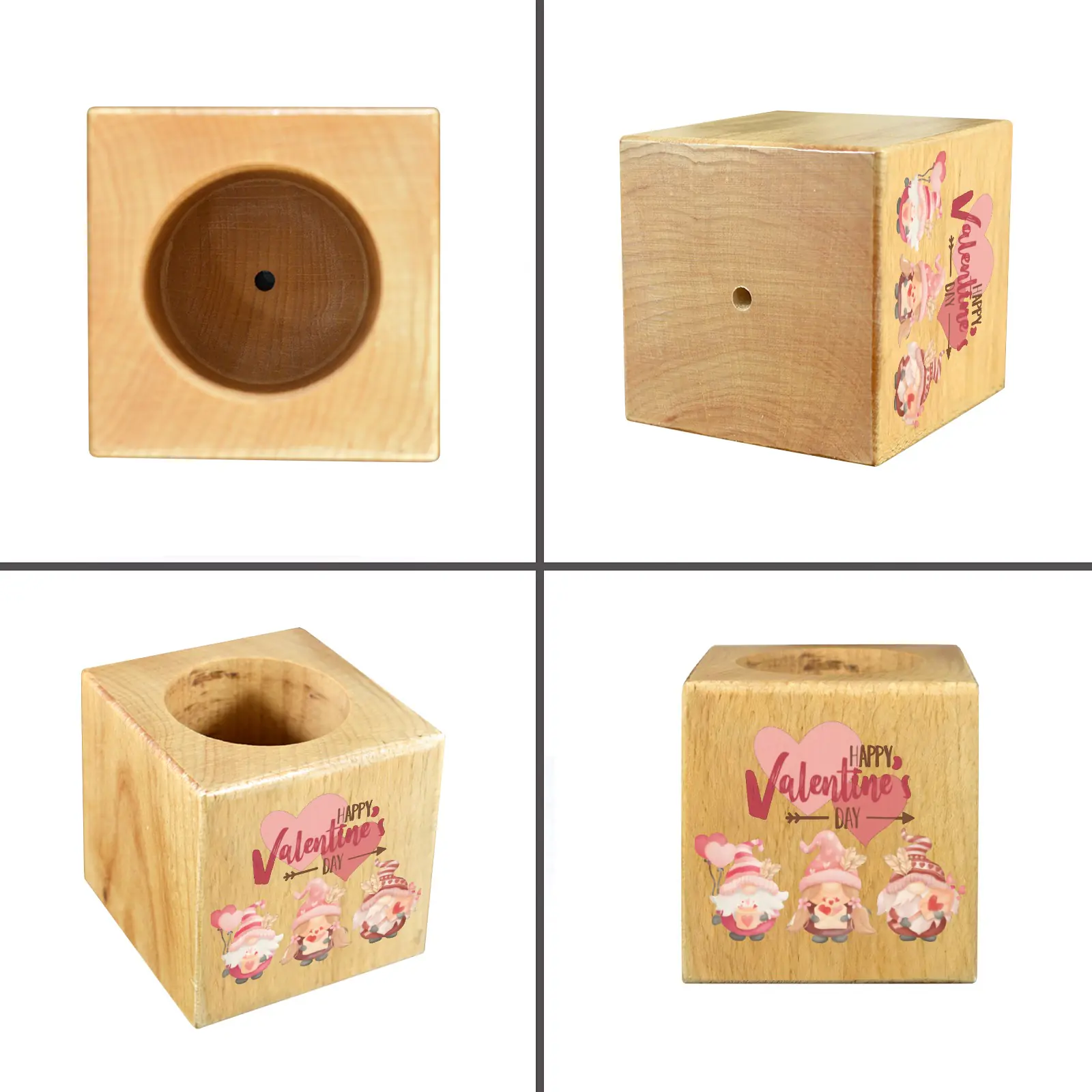 Mini Flower Pot, Valentine’s Indoor Wooden Desk Planter – Gnomes Mini Wooden Flower Pot Planters cube flower pot 3