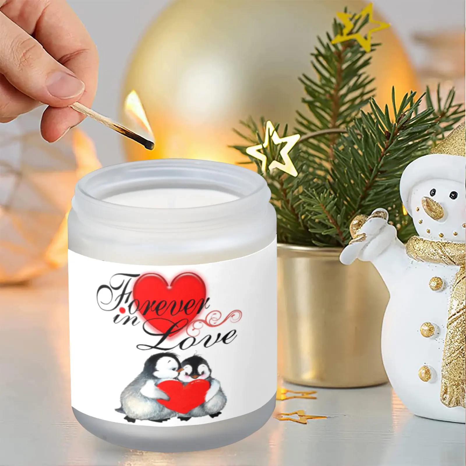 Scented Glass Jar Candle – Valentine’s Penguins Design, Vanilla, Lavender, or Orange Lemon Fragrance Scented Candles aromatherapy candles 4 Scented Glass Jar Candle – Valentine’s Penguins Design, Vanilla, Lavender, or Orange Lemon Fragrance Scented Candles aromatherapy candles 4