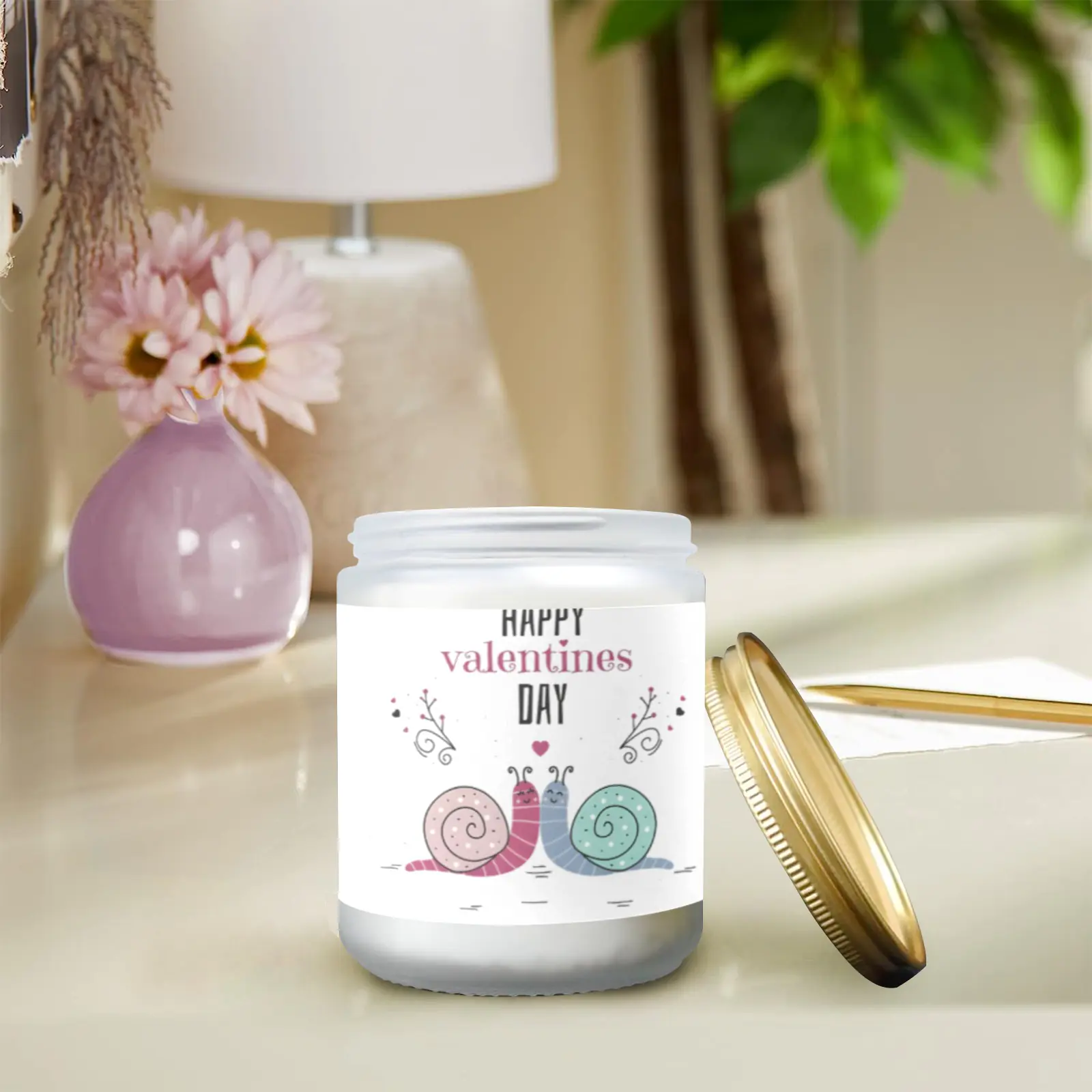 Scented Glass Jar Candle – Valentine’s Snails Design, Vanilla, Lavender, or Orange Lemon Fragrance Scented Candles aromatherapy candles 4 Scented Glass Jar Candle – Valentine’s Snails Design, Vanilla, Lavender, or Orange Lemon Fragrance Scented Candles aromatherapy candles 4